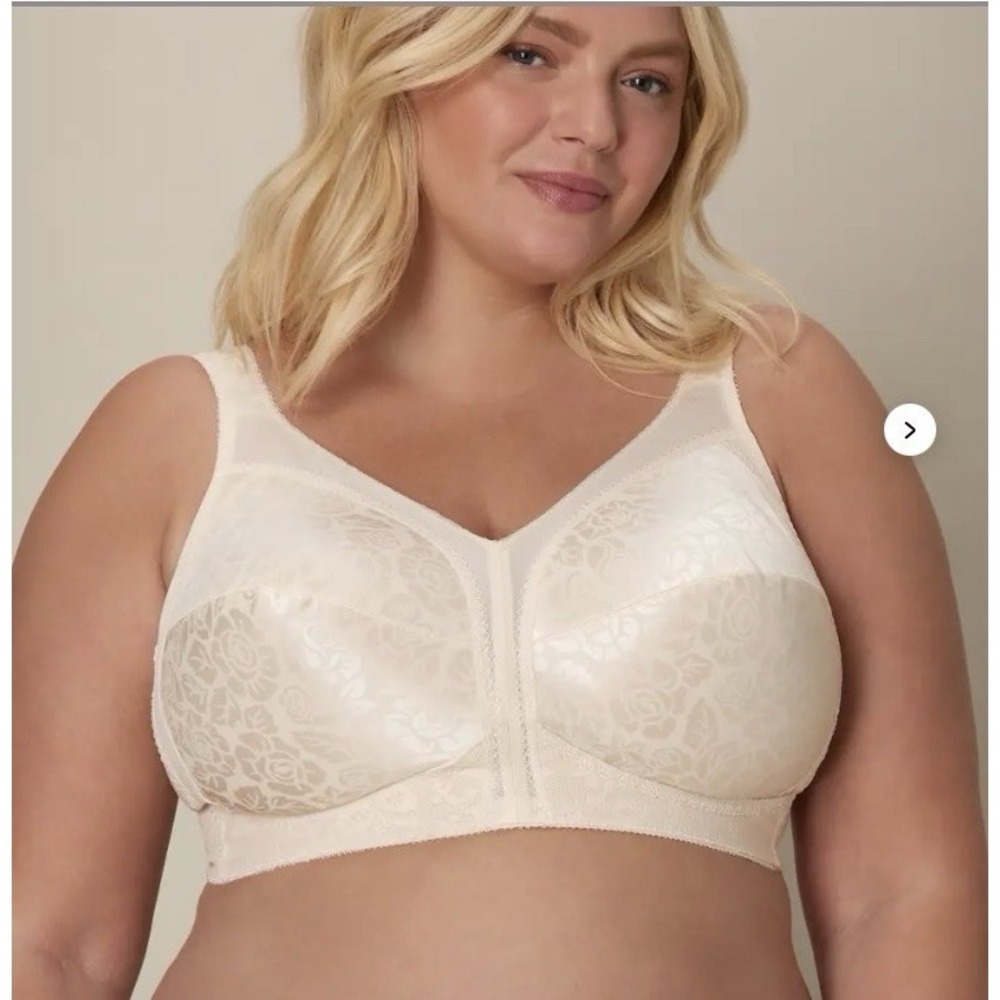 Playtex 18 Hour 50 DDD Wirefree Bra Style 4693 Satin Floral Lace Trim Beige NWOT